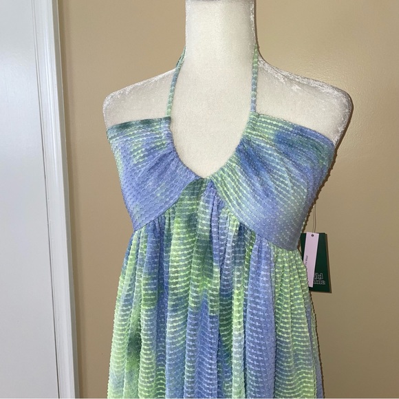 Wild Fable Blue & Green Tie Die Mini Ruffle Dress - Picture 4 of 8